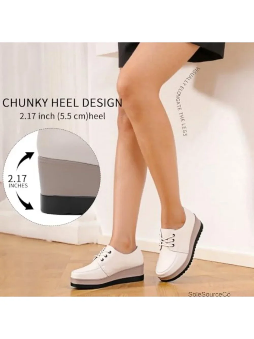 Women's Chunky Wedge Loafers Faux Leather Slip-On Comfort Shoes